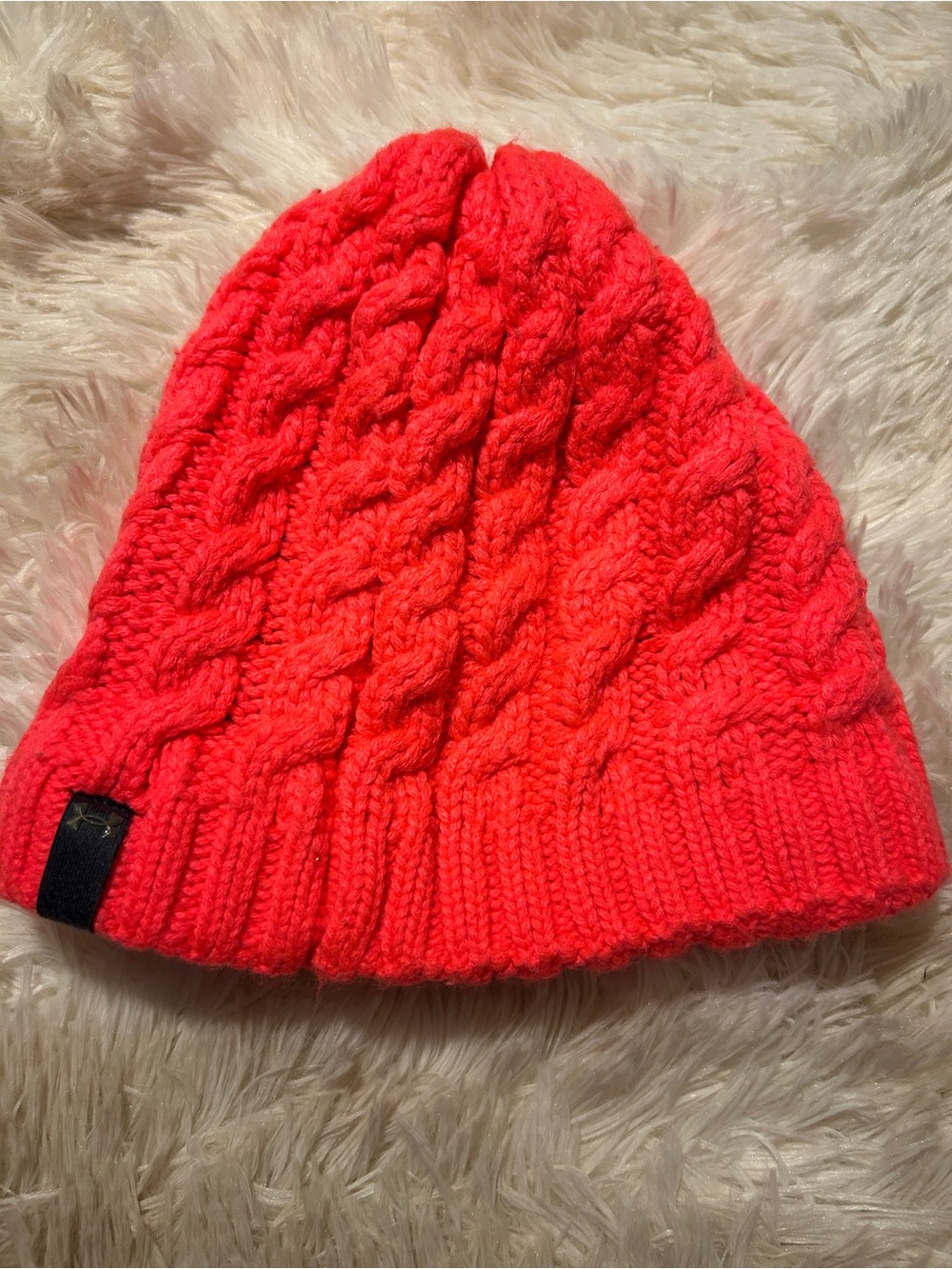 Under Armour Neon Coral Cable Knit Beanie